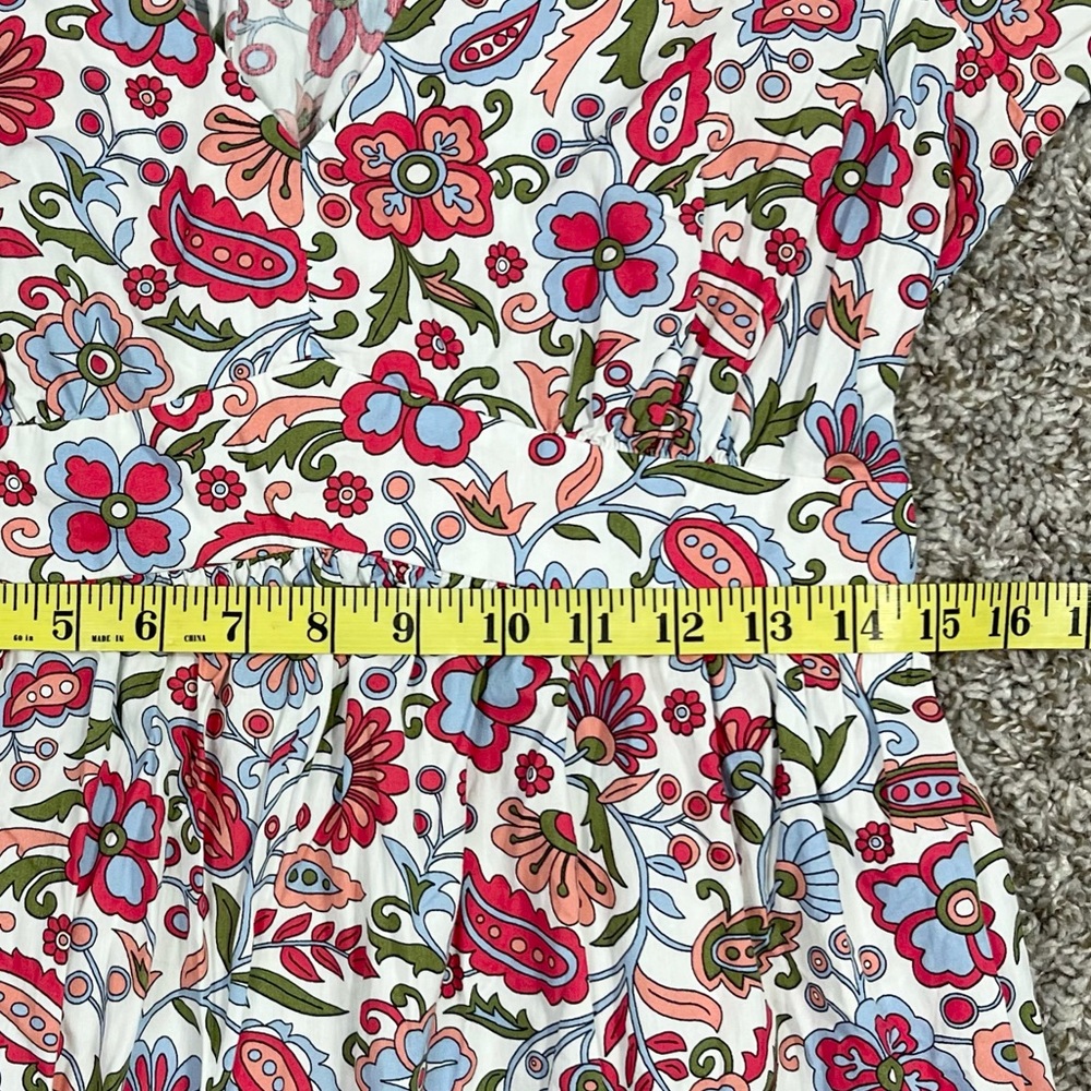 Boden puff sleeve Tiered Multicolor midi dress 8 - Picture 7 of 10